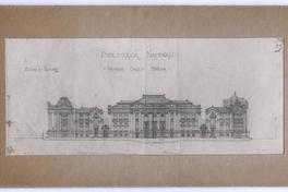 [Biblioteca Nacional, dibujo de la fachada por calle Moneda]