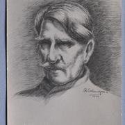[Alberto Ghiraldo, dibujo del retrato frontal de rostro]