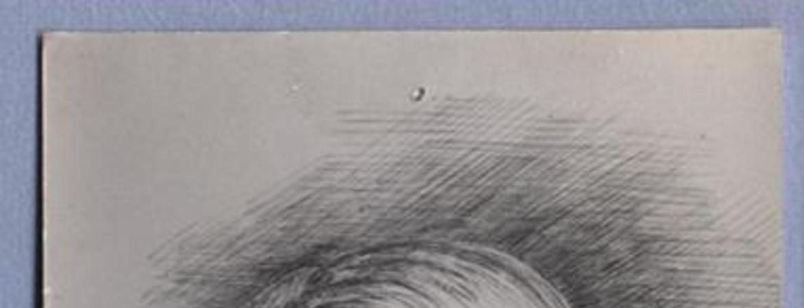 [Alberto Ghiraldo, dibujo del retrato frontal de rostro]