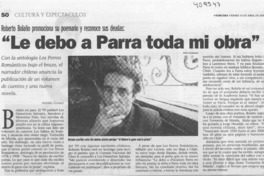 "Le debo a Parra toda mi obra"  [artículo] Andrés Gómez