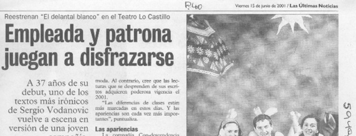 Empleada y patrona juegan a disfrazarse  [artículo] Marietta Santí