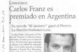 Carlos Franz es premiado en Argentina