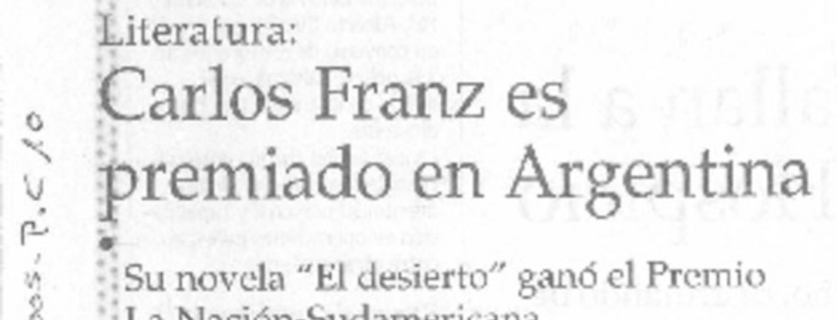 Carlos Franz es premiado en Argentina