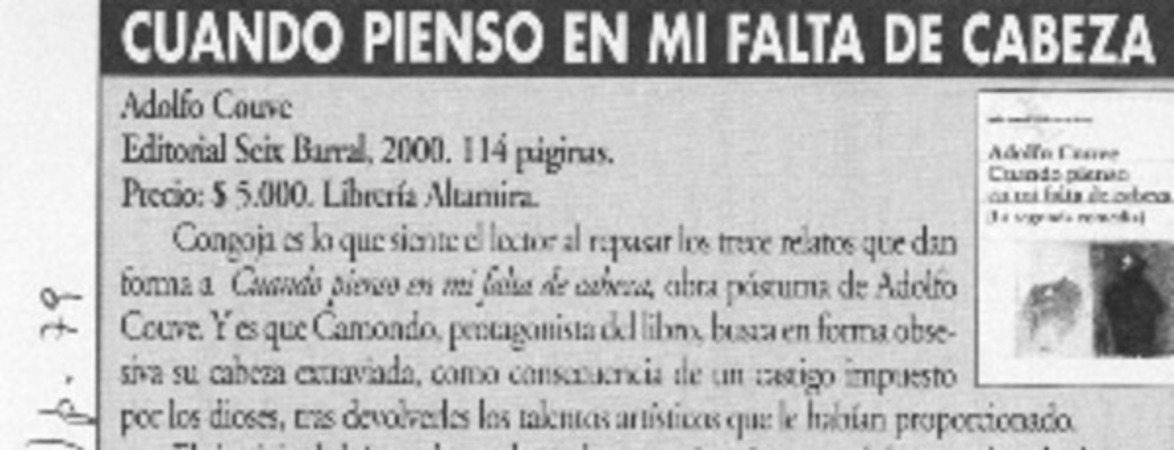 Cuando pienso en mi falta de cabeza  [artículo] Rosa María Verdejo