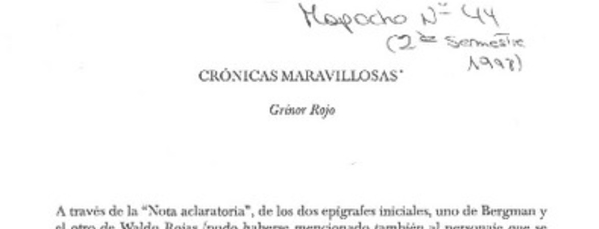 Crónicas maravillosas  [artículo] Grínor Rojo
