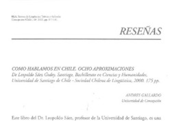 Cómo hablamos en Chile, ocho aproximaciones  [artículo] Andrés Gallardo