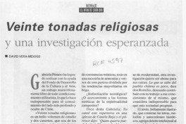 Veinte tonadas religiosas y una investigación esperanzada  [artículo] David Vera-Meiggs.
