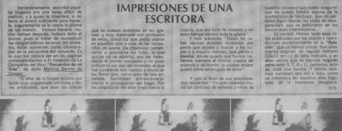 Impresiones de una escritora  [artículo] H. B.