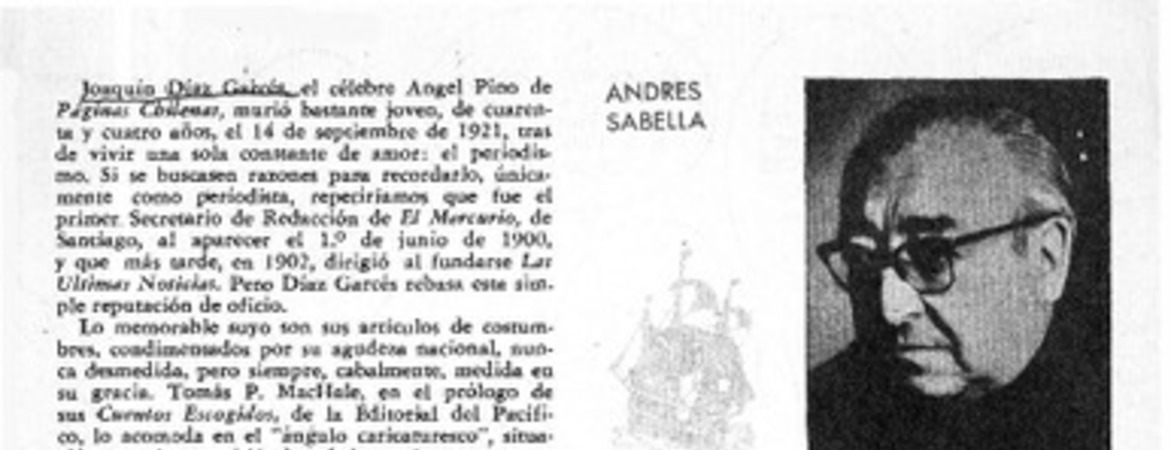 Páginas chilenas  [artículo] Andrés Sabella.
