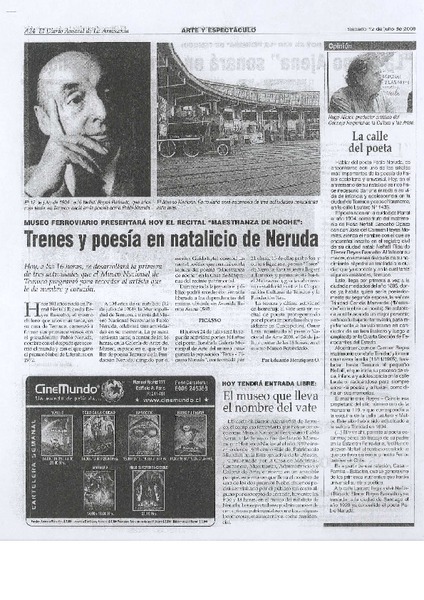 Trenes y poesía en natalicio de Neruda