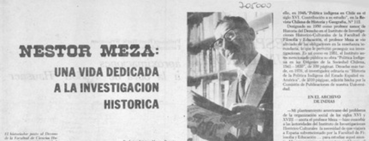 Néstor Meza: una vida dedicada a la investigación histórica.