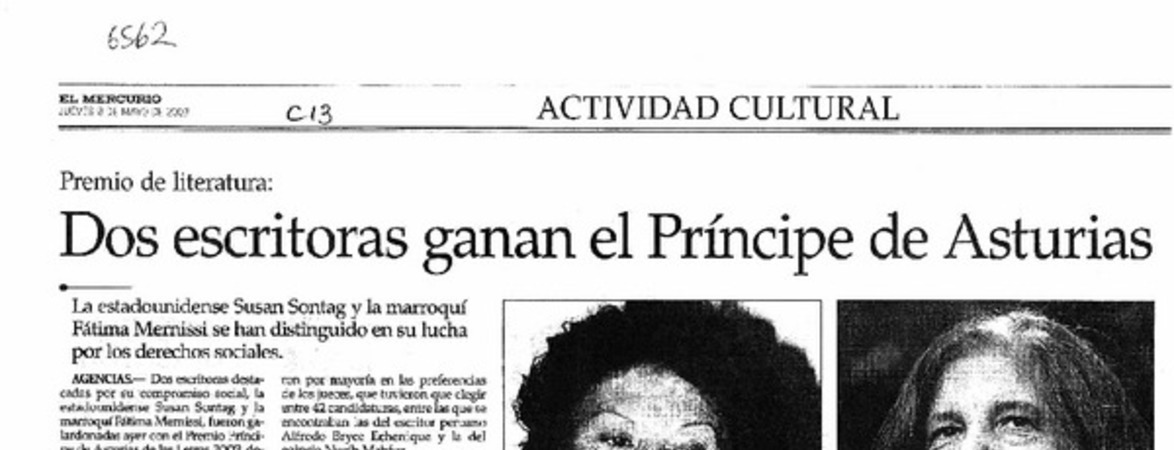 Dos escritoras ganan el Príncipe de Asturias.