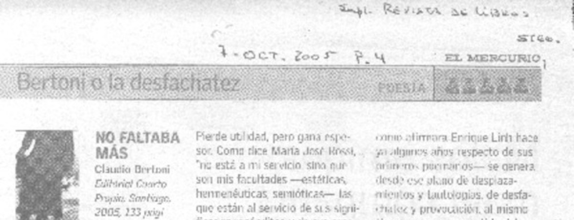 Bertoni o la desfachatez