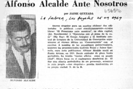 Alfonso Alcalde ante nosotros  [artículo] Jaime Quezada.
