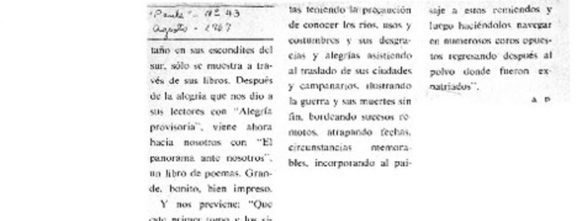 El panorama ante nosotros  [artículo] A. P.