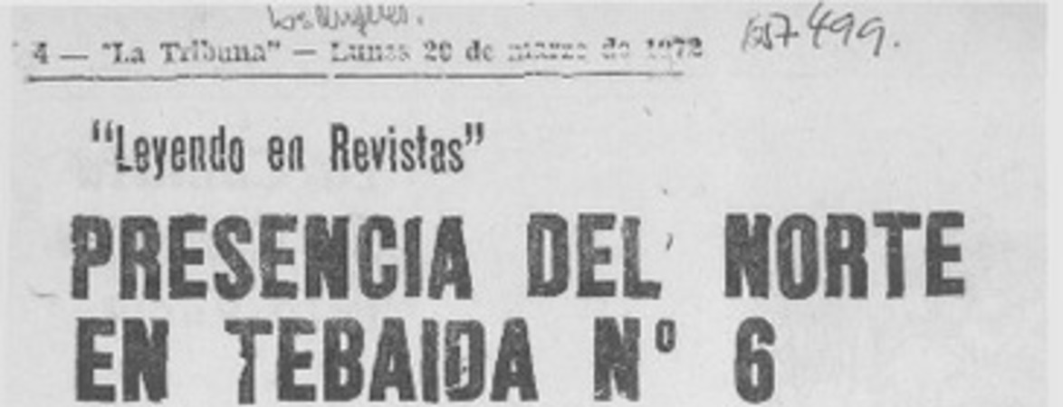 Presencia del norte en Tebaida n° 6