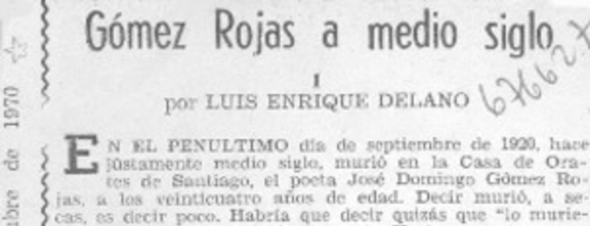Gómez Rojas a medio siglo I