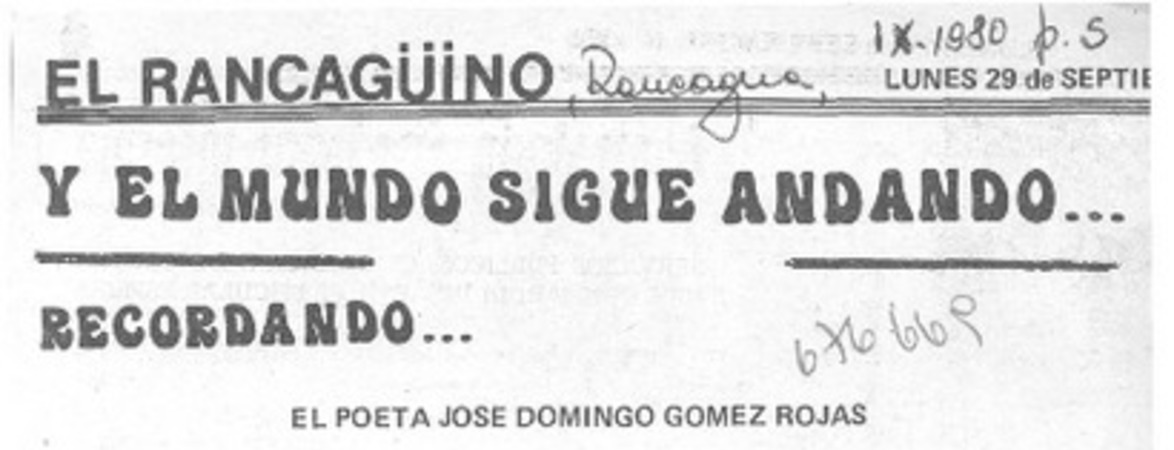 El poeta José Domingo Gómez Rojas