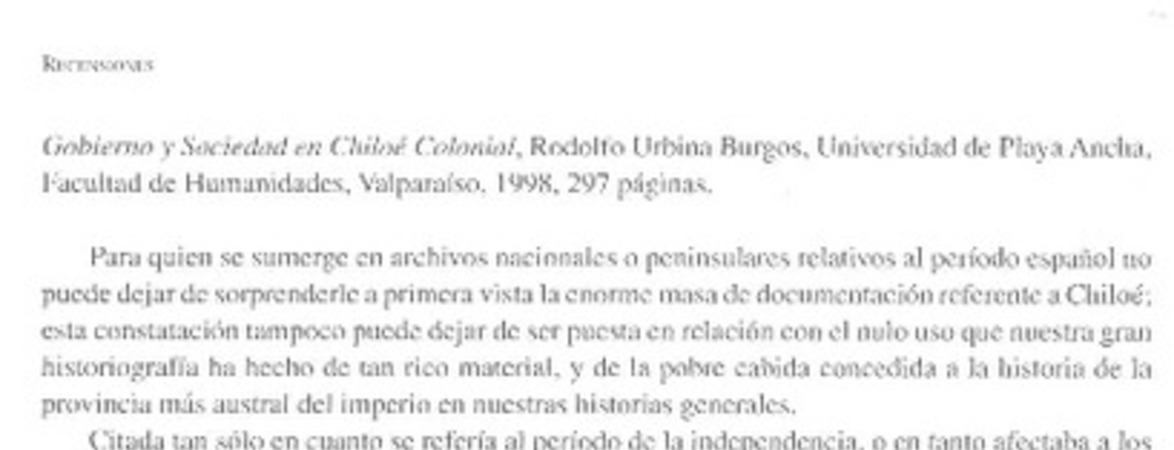 Gobierno y sociedad en Chiloé colonial