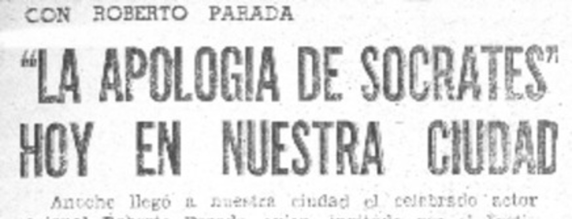 La apología de Sócrates" hoy en nuestra ciudad.