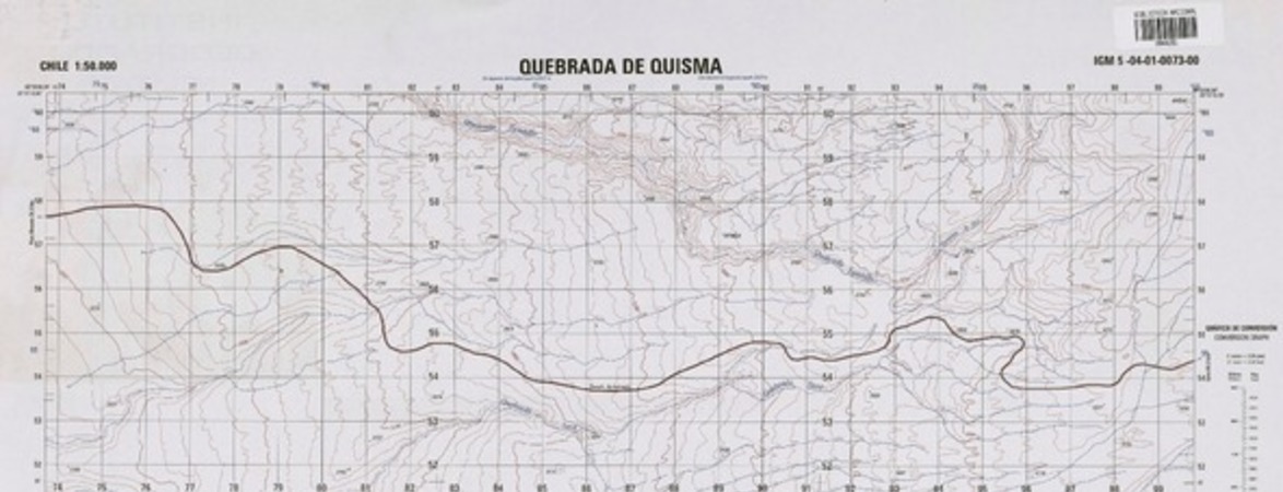 Quebrada de Quisma (20°15'13.00"-69°00'06.04") [material cartográfico] : Instituto Geográfico Militar de Chile.