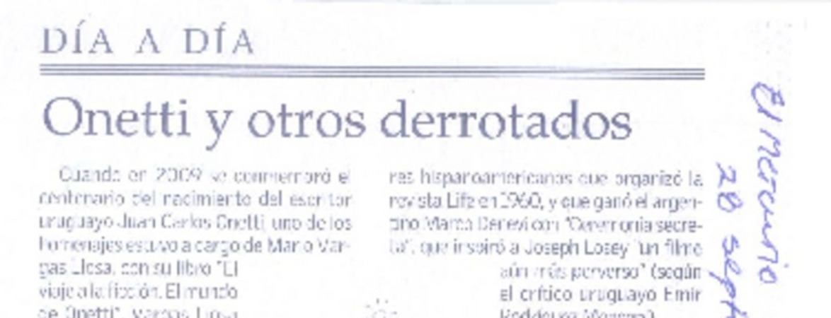 Onetti y otros derrotados