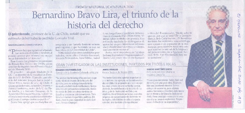 Berrnardino Bravo Lira, el triunfo de la historia del derecho