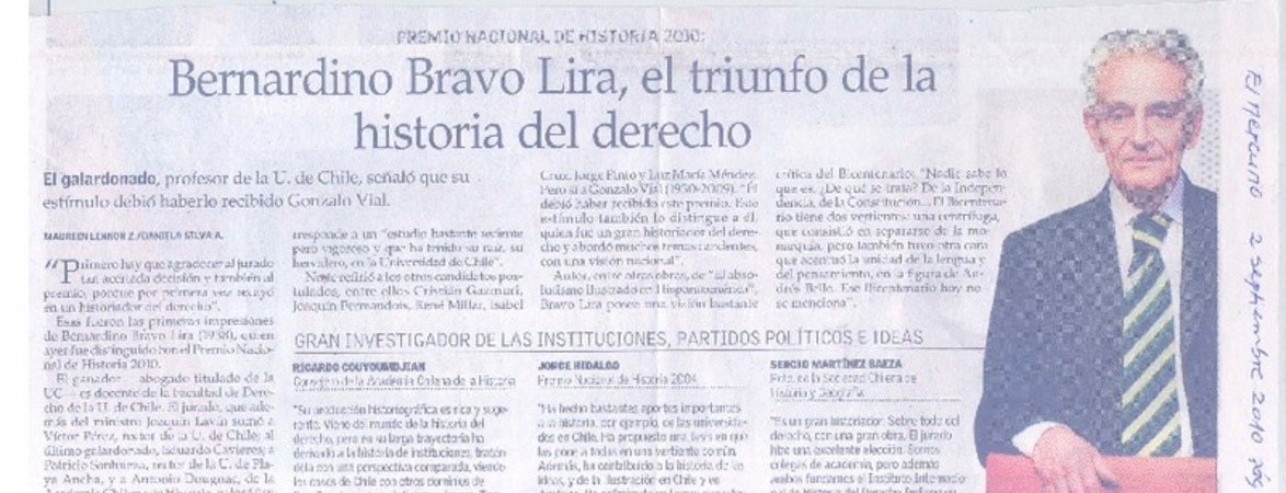 Berrnardino Bravo Lira, el triunfo de la historia del derecho