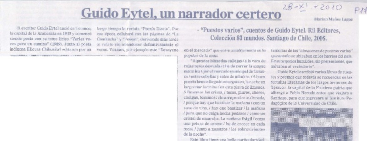 Guido Eytel, un narrador certero