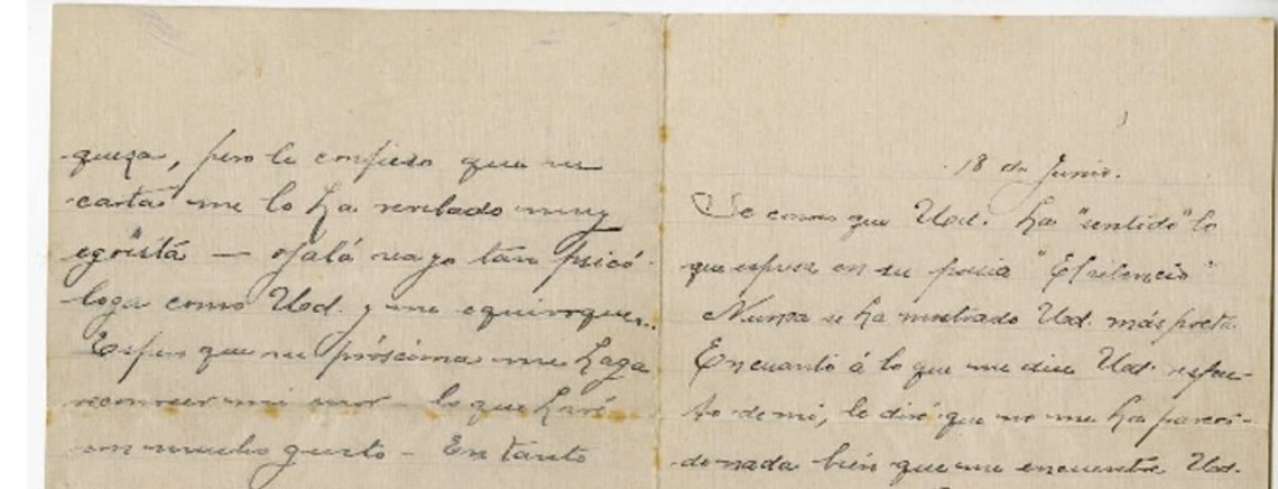 [Carta] [1914] junio 18, Santiago, Chile [a] Julio Munizaga  [manuscrito] María Monvel.