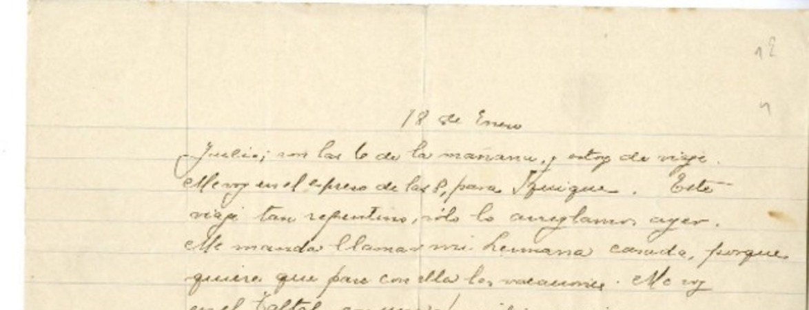 [Carta] [1914] enero 18, Santiago, Chile [a] Julio Munizaga  [manuscrito] María Monvel.