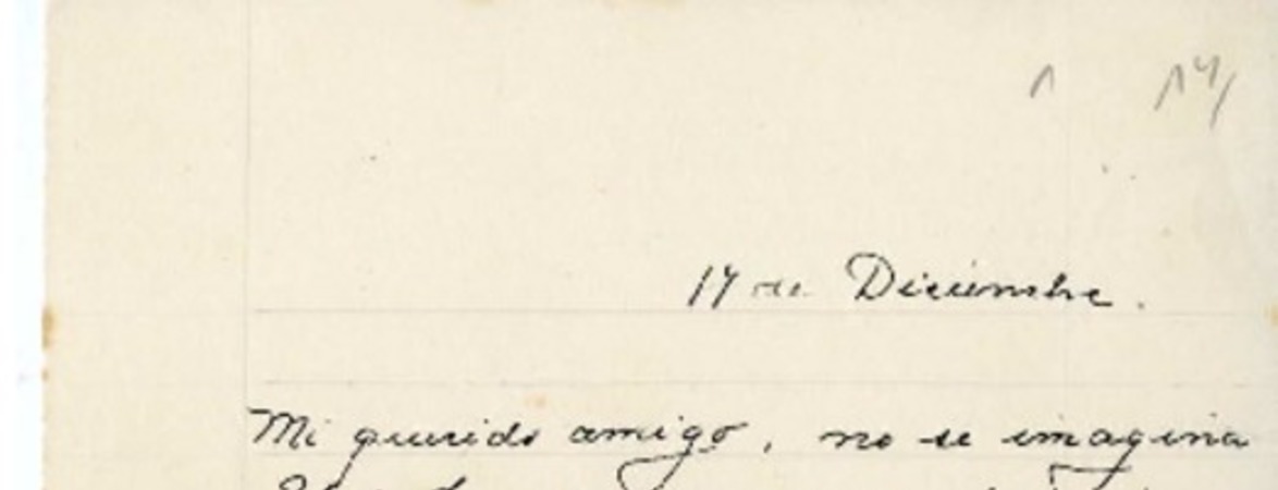 [Carta] [1917] diciembre 17, Santiago, Chile [a] Julio Munizaga  [manuscrito] María Monvel.