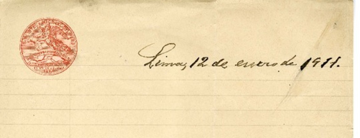 [Carta] 1911 enero 12, Lima, Perú [a] Carlos Silva Cruz  [manuscrito] Ricardo Palma.
