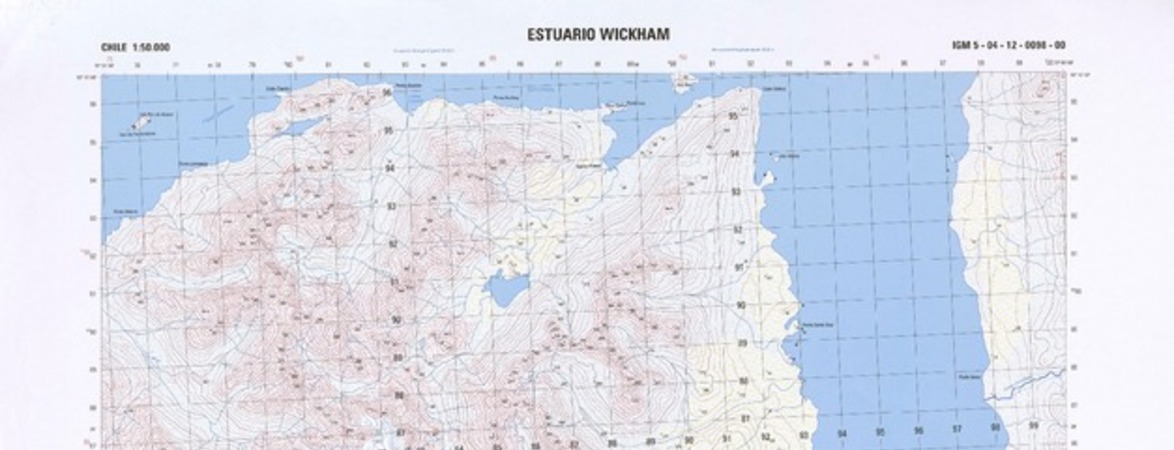 Estuario Wickham (53° 15' 00" - 72° 00' 00")  [material cartográfico] Instituto Geográfico Militar de Chile.