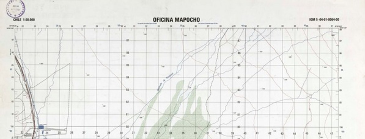 Oficina Mapocho (20°00'13.00" - 69°30'06.05") [material cartográfico] : Instituto Geográfico Militar de Chile.