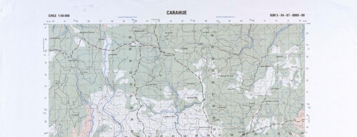 Carahue G-069 (38° 30'- 73° 00') [material cartográfico] preparado y publicado por el Instituto Geográfico Militar.