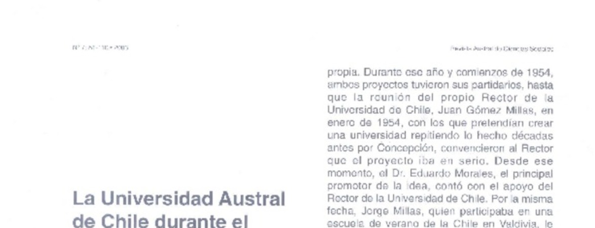 La Universidad Austral de Chile durante el rectorado de Félix Martínez Bonati (1962-1968), años de consolidación institucional  [artículo] Jerónimo Almonacid Zapata.