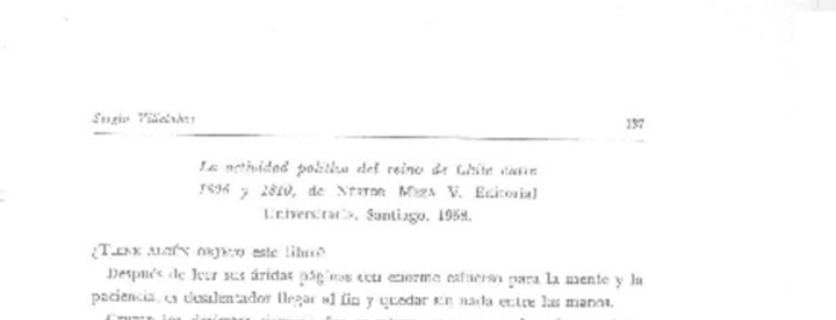 La actividad del reino de Chile entre 1806-1810  [artículo] Sergio Villalobos.