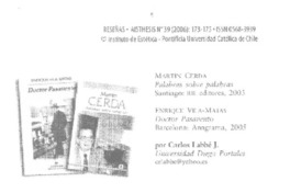 Reseñas  [artículo] Carlos Labbé.