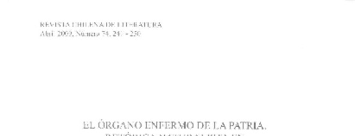 El órgano enfermo de la patria  [artículo] Luigi Patruno.
