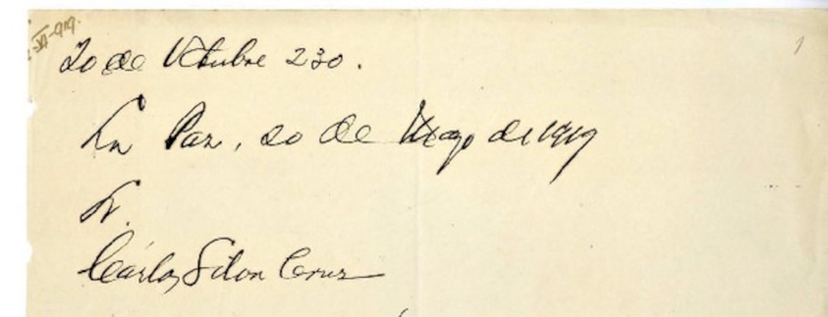 [Carta] 1919 mayo 20, La Paz, Bolivia [a] Carlos Silva Cruz  [manuscrito] Emilio Rodríguez Mendoza.
