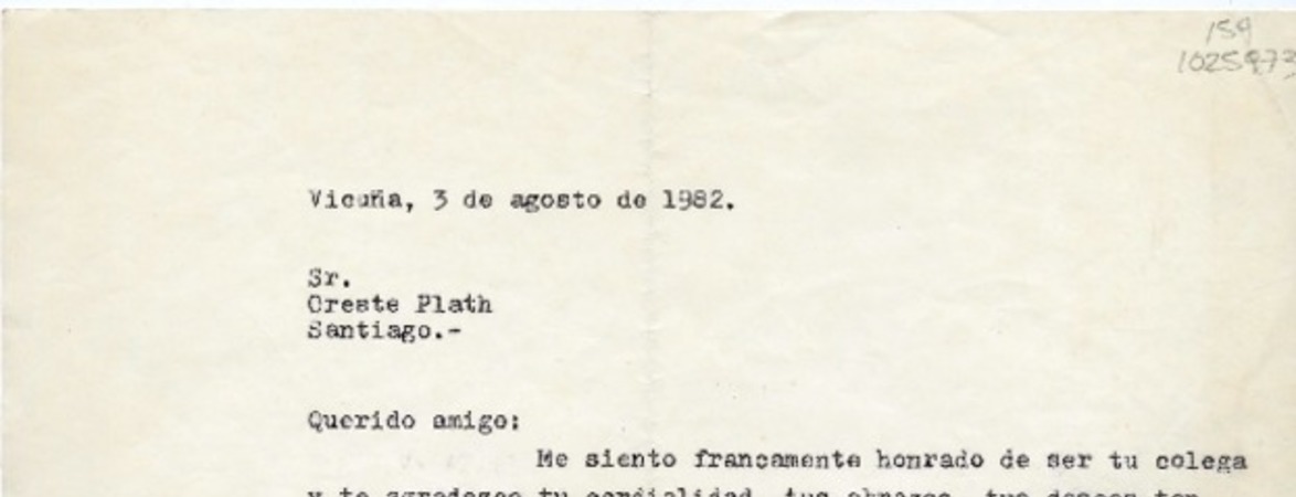 [Carta] 1982 agosto 3, Vicuña, Chile [a] Oreste Plath  [manuscrito] Héctor Carreño L.