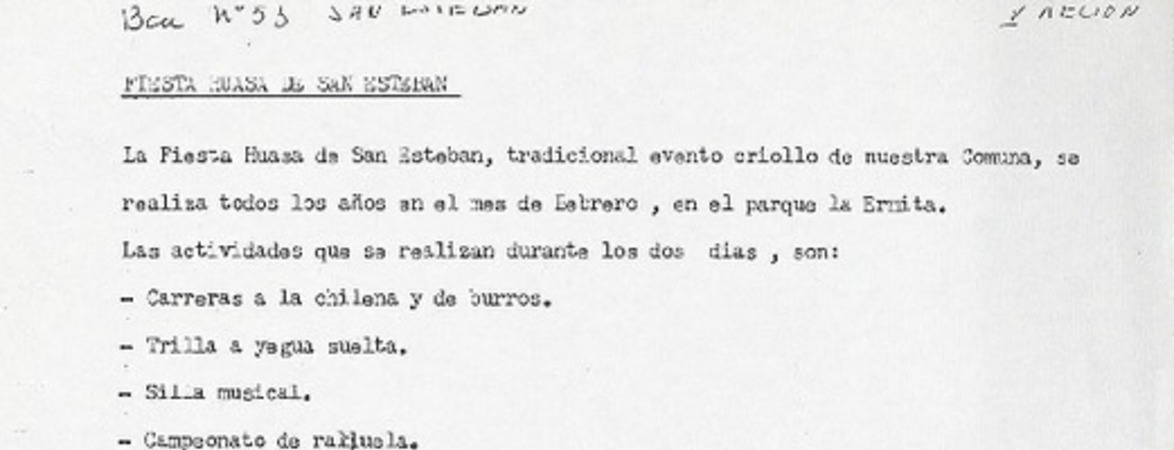 Fiesta huasa de San Esteban  [manuscrito].