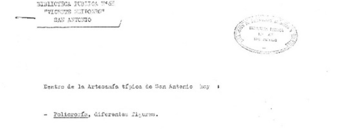 [Artesanía típica de San Antonio]  [manuscrito].