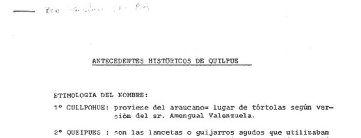 Antecedentes Históricos de Quilpué  [manuscrito].