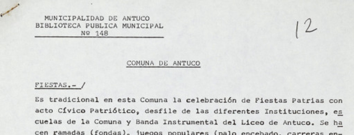 Comuna de Antuco  [manuscrito] Renata Isla Martínez.