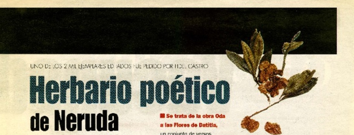 Herbario poético de Neruda  [artículo] Claudio Vergara S.