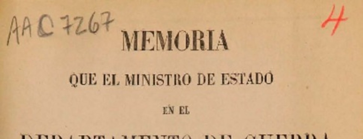 Memoria que el Ministro de Estado en el Departamento de Guerra presenta al Congreso Nacional.
