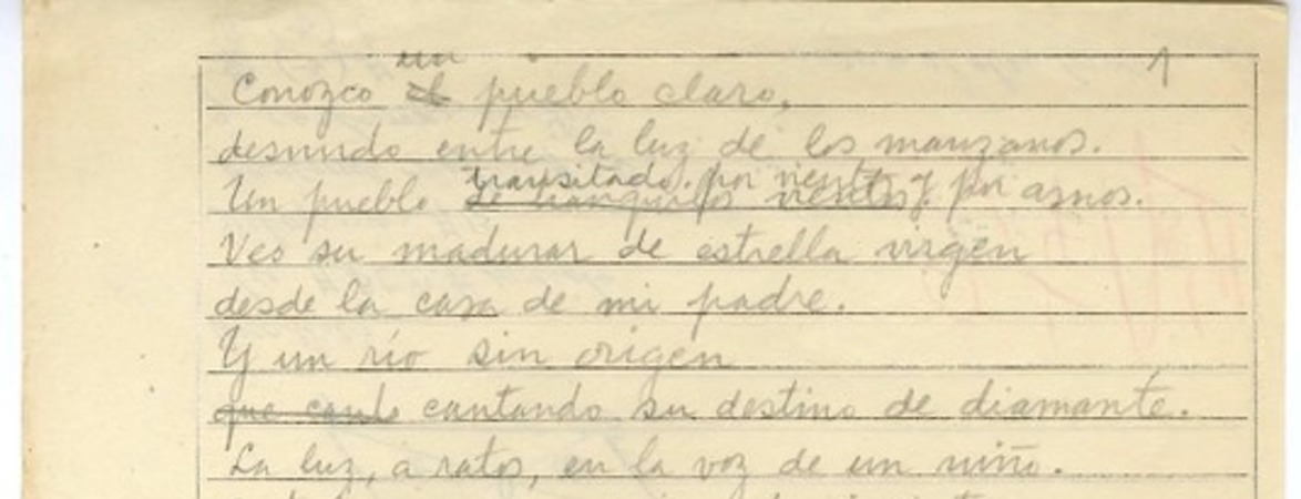 [Conozco un pueblo claro ...]  [manuscrito] Oscar Castro.