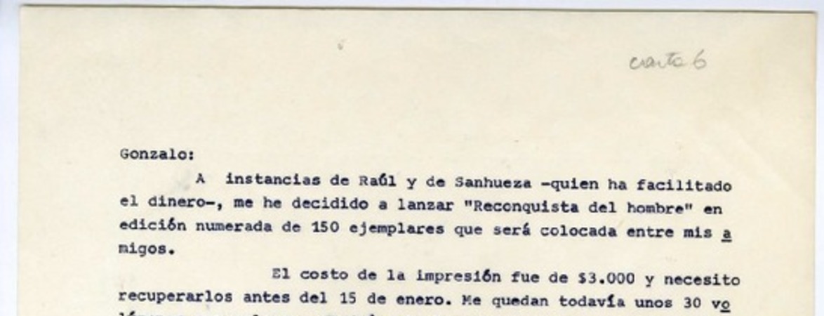[Carta] [1940?], Rancagüa, Chile [a] Gonzalo Drago  [manuscrito] Oscar Castro.
